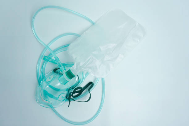 istock Non-rebreathing oxygen mask (NRM) is the main equipment needed in oxygen therapy using NRM. Isolated on white 2187526165