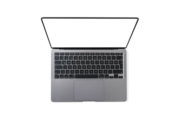 istock Top view of laptop isolated on white background 2187533516
