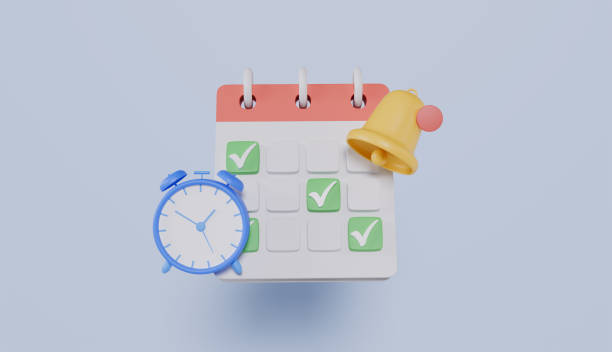 istock Calendar with alarm clock and notification, schedule notification, time management, meeting reminder concept 2187533720