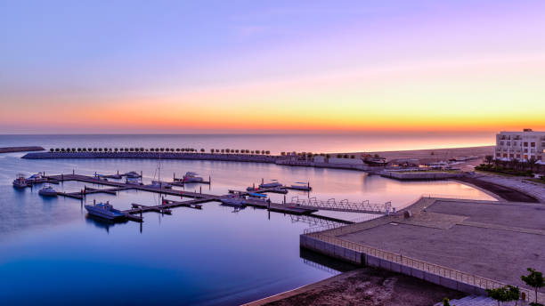 Mussanah, Oman - Feb 1 2015: beautiful sunset over Millennium Mussanah Marina