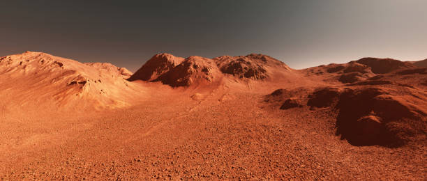 istock Planet mars illustration, orange red eroded mars surface, science fiction 3D illustration background. 2187539415
