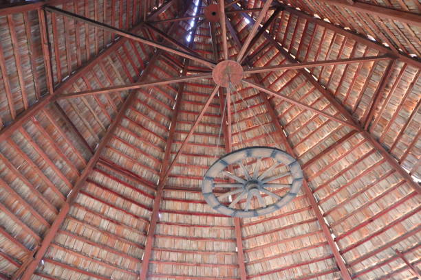 istock Rustic Wooden Structure Featuring a Unique Layered Roof Design That Exudes Warmth and Charm 2187541672