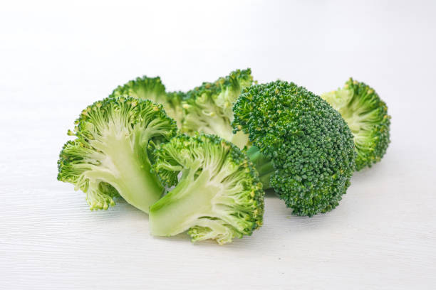 istock Fresh sliced broccoli green vegetable on white background 2187542853