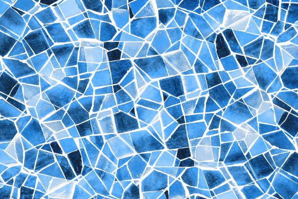istock Blue geometric mosaic background. Ceramic tile decoration. Cracked lines texture. 2187543074