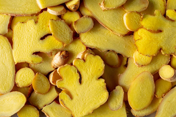 istock Close-up of fresh ginger slices. 2187543926