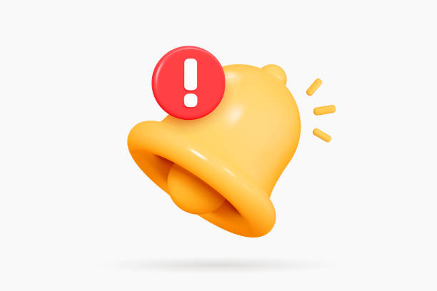 bildbanksillustrationer, clip art samt tecknat material och ikoner med 3d bell with red danger alert notification - meddelandeikon