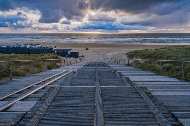 Waves at the North sea on a sunny day, Belgium nature