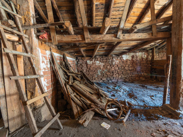 istock Old abandoned house showing neglect and decaying materials 2187558026