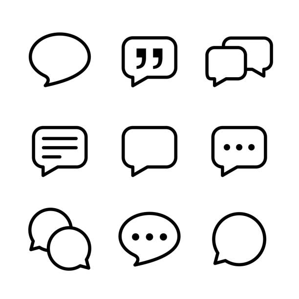 ilustraciones, imágenes clip art, dibujos animados e iconos de stock de conjunto de iconos de burbujas de diálogo con trazo editable - bocadillo