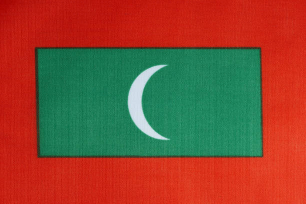 Background, national flag Maldives in closeup