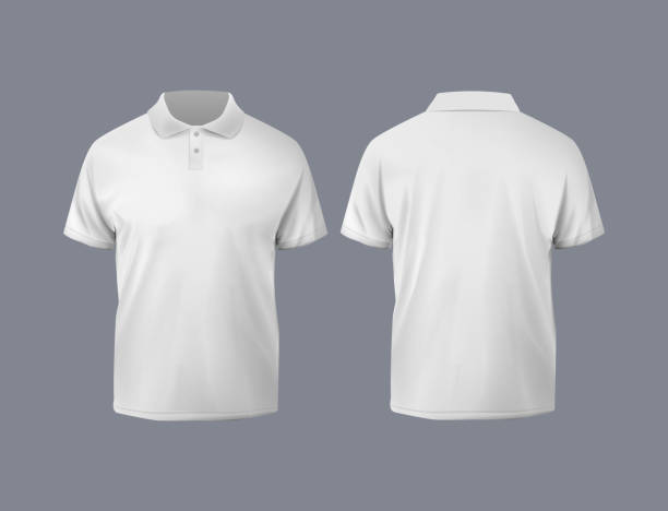 istock Short sleeve white polo shirt. T-shirt front and back. design for mockup. 2187562379