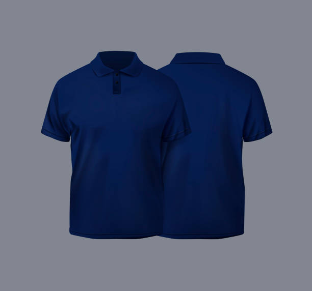 istock Blue short sleeve polo shirt. Front and back and t-shirt sleeve design for mockup. 2187562484