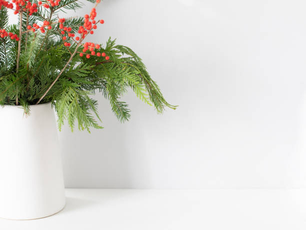 istock White vase with winter bouquet 2187565778