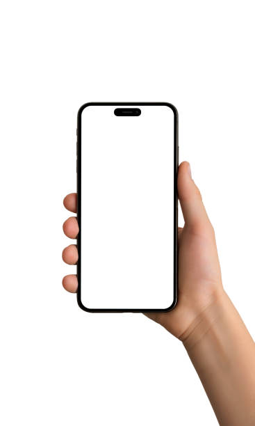 istock Hand holding a smartphone with an isolated background and screen, ideal for mockup designs, app promotions, or showcasing mobile technology concept 2187566526