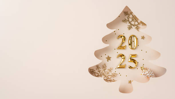 istock A top view minimalist Christmas tree silhouette featuring elegant golden 2025 numbers and festive decorations creating a luxurious holiday atmosphere 2187575594