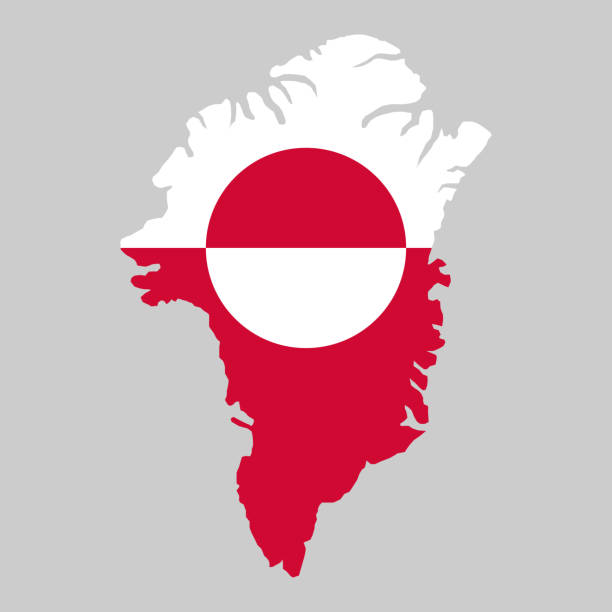 istock Greenland outline of map on background of national flag 2187575933