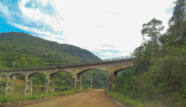 istock train / train tracks / bridge for train tracks / landscape on the tracks / tracks / river / native forest / dirt road / bridge over the river / Jaboticaba station / Mafra-Lages-General Luz 2187576374