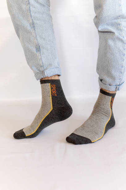 istock Beautiful men's socks on a white background 2187579690