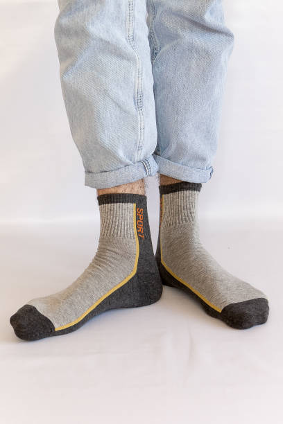 istock Beautiful men's socks on a white background 2187579734