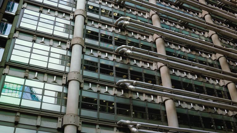Modular mechanical parts, ducts and pipes of a financial high rise Building, London financial district