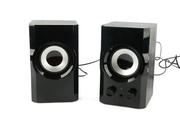istock Black speakers isolated on a white background. 2187584412
