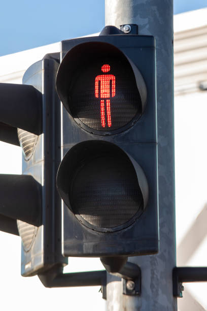 istock Red Traffic Light for Pedestrians at Urban Crosswalk 2187585052