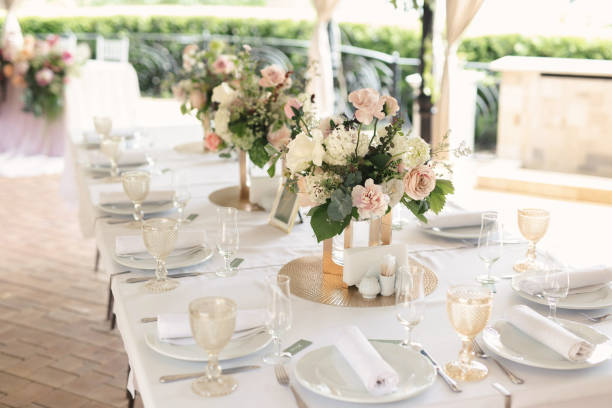 istock Luxurious setting of the wedding banquet table. 2187595830