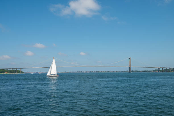 istock boat sailing in Lillebaelt strait in Denmark 2187608921
