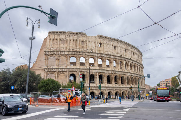 Italy, Rome-November 20,2024: high angle view of coliseum in Rome