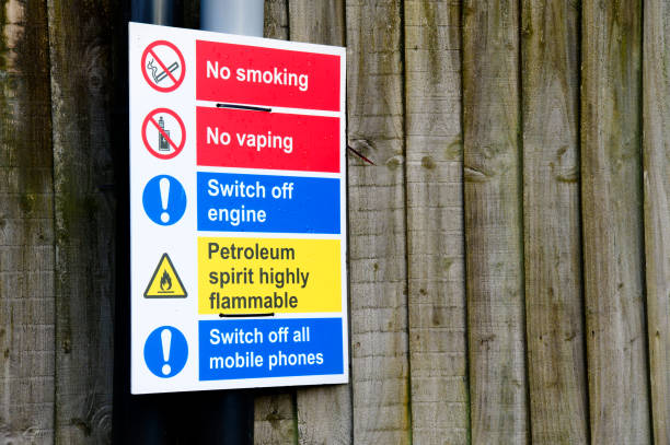 istock Construction site health and safety sign on fence 2187614706