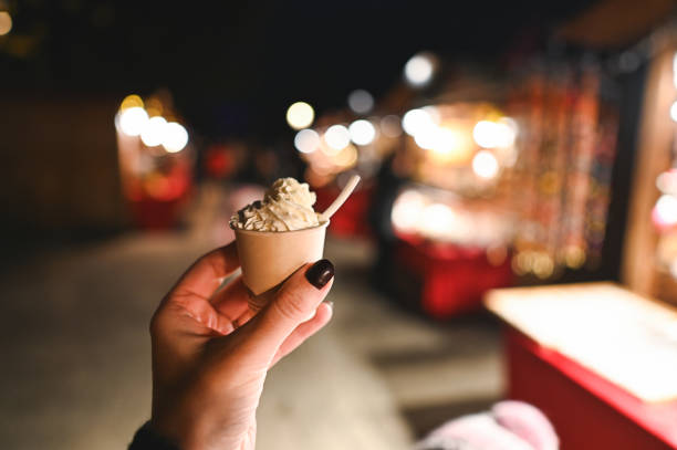 istock Cream drink at Christmas market. 2187616756
