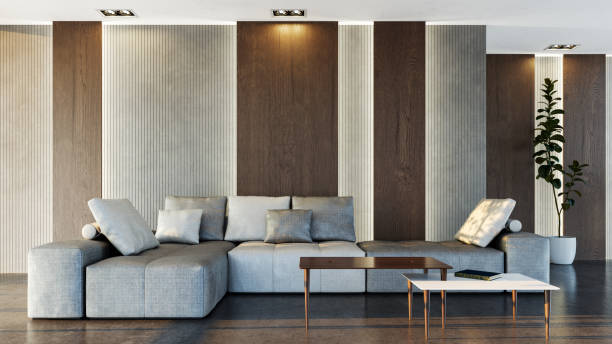 istock Large luxury modern bright interiors Living room mockup illustration 3D rendering image 2187633925