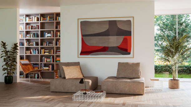 istock Large luxury modern bright interiors Living room mockup illustration 3D rendering image 2187633952