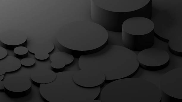 istock abstract geometric background shapes Black circle in relief, both high and low used to add different messages to visuals or backdrop images.,3d rendering 2187634594