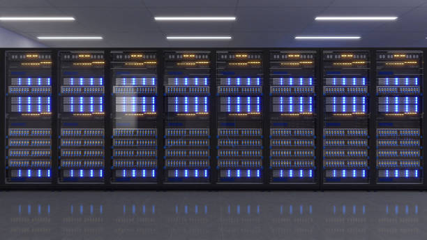 istock Shot of Data Center With Multiple Rows of Fully Operational Server Racks. Modern Telecommunications,Data center cooling,server room,3d rendering 2187635617