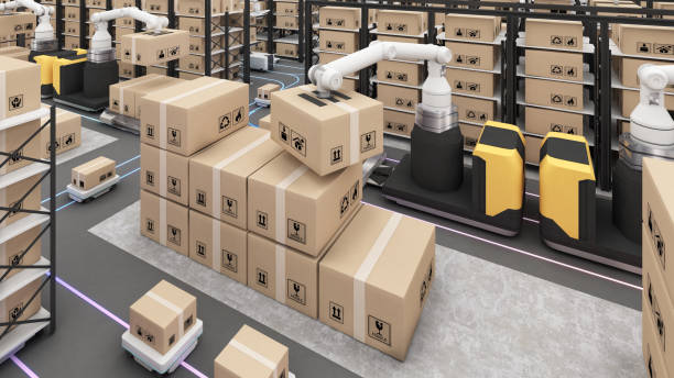 istock Robot transportation and cargo handling,automation in product management,Warehousing and Technology Connections,3d rendering 2187635647