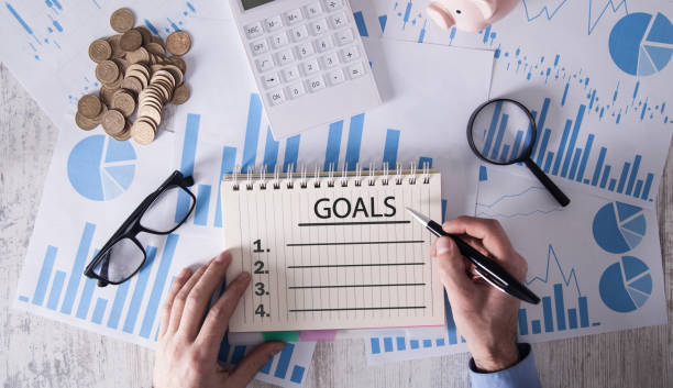 Goals and list in the notepad. Business concept
