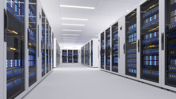 istock Shot of Data Center With Multiple Rows of Fully Operational Server Racks. Modern Telecommunications,Data center cooling,server room,3d rendering 2187635713