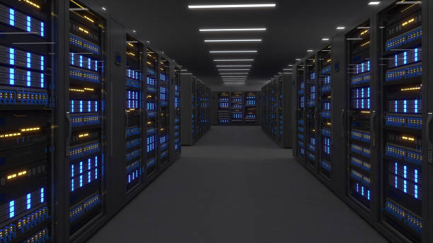 istock Shot of Data Center With Multiple Rows of Fully Operational Server Racks. Modern Telecommunications,Data center cooling,server room,3d rendering 2187635716
