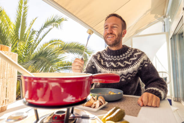 Eating cheese fondue