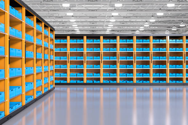istock Warehouse interior with racks full of parcels 2187647552
