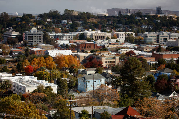Martinez, California / USA - November 23, 2024 / USA - November 23, 2024: An image of downtown Martinez showing buildings and some government buildings such as the County courthouse.