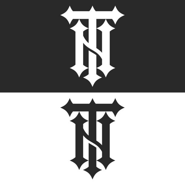 istock Stylish letters tn or nt monogram  design with bold gothic typography and elegant modern black and white minimal style 2187654264