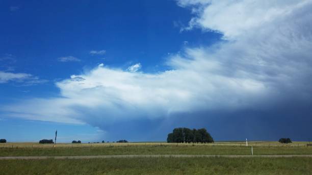 istock Storm Forming Over Flat Prairie Land, Midwest Rural Landscape 2187654327