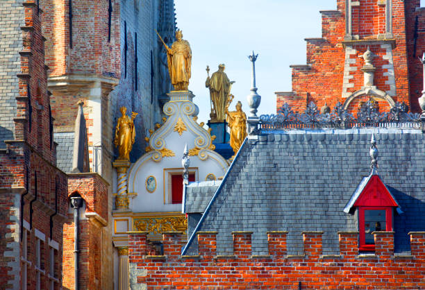 Belgium, Brugges,  town hall Palace detail