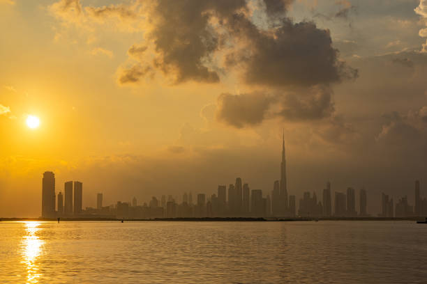 istock Sunset in front of Dubai skyline 2187682943