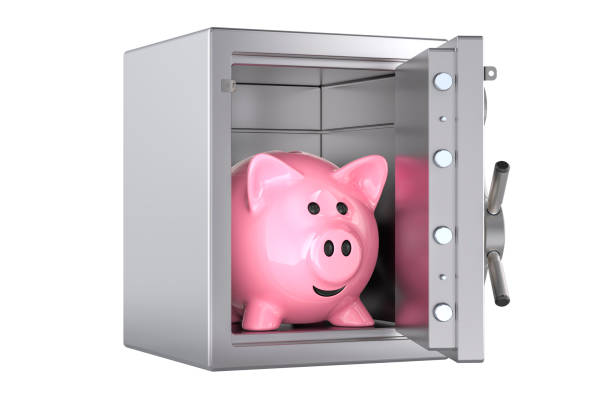 istock Safe Box with Piggy Bank inside, 3D rendering 2187684024