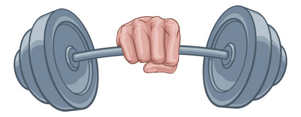 istock Weight Lifting Fist Hand Holding Barbell Concept 2187684614