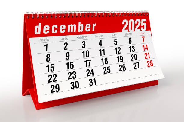 istock December 2025 Calendar. Isolated on White Background. 3d Rendering 2187689334