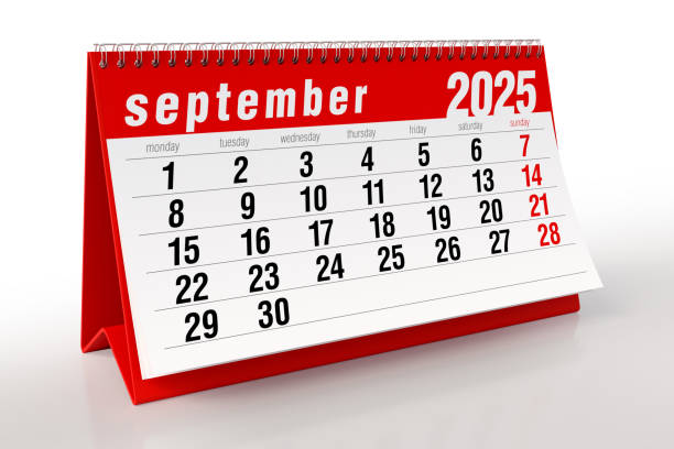 istock September 2025 Calendar. Isolated on White Background. 3d Rendering 2187689336